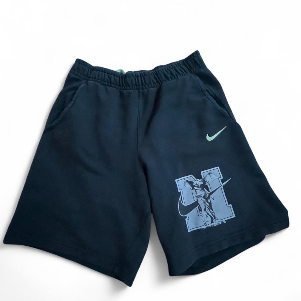 Baggy Nike Black and Green Graphic Shorts